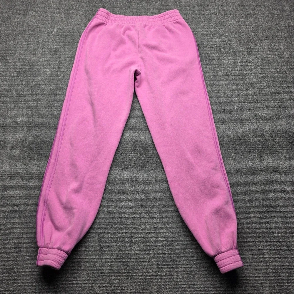 Adidas Girls Joggers XL 16 Pink Fleece Sweatpants 3-Stripes Athletic Pants